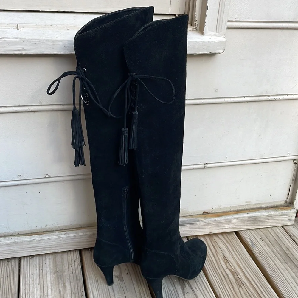 Vince Camuto Cherline Black Suede Over-the-Knee Boots Size 7.5